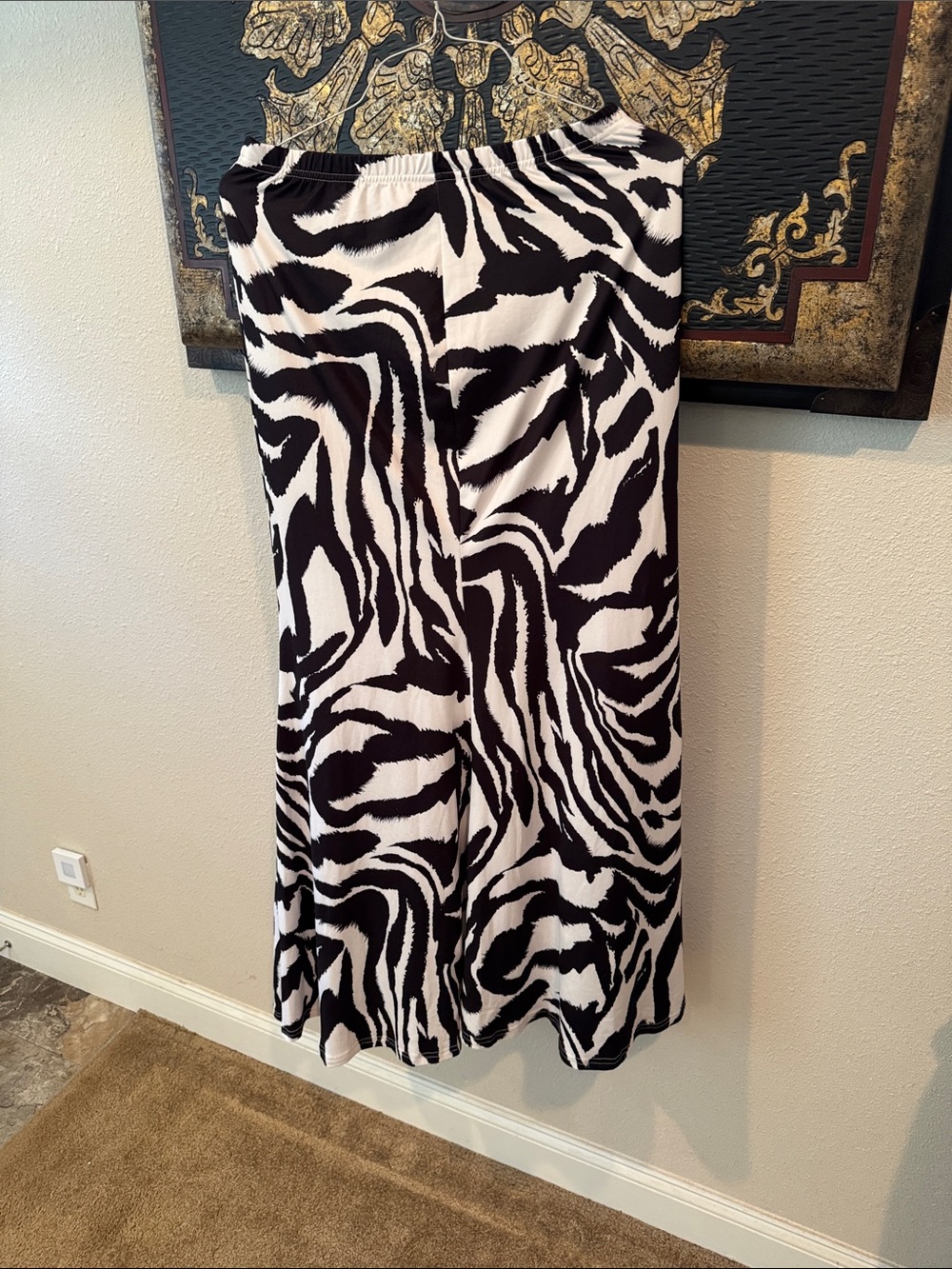 Zebra Print Black & White Maxi Skirt - Elegant Flowing Silhouette